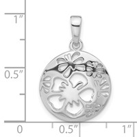Sterling Silver Polished Cut-out Flower Circle Pendant view 3