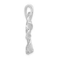 Sterling Silver Polished & Satin CZ Flower Chain Slide Pendant view 2