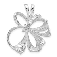 Sterling Silver Polished & Satin CZ Flower Chain Slide Pendant view 4