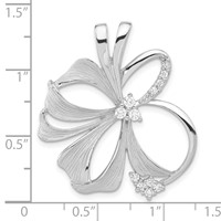 Sterling Silver Polished & Satin CZ Flower Chain Slide Pendant view 3