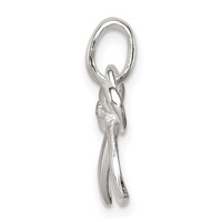 Sterling Silver Polished Diamond Bow Pendant view 2