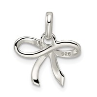 Sterling Silver Polished Diamond Bow Pendant view 4