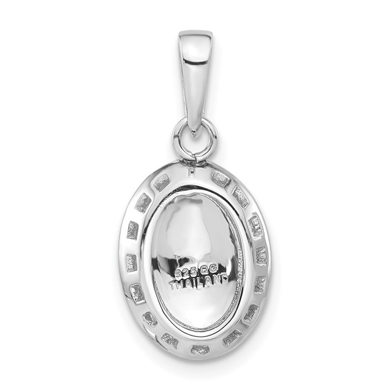 Sterling Silver Polished and Textured Oval Pendant