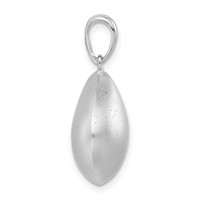 Sterling Silver Sparkle-cut Satin Wide Teardrop Pendant view 2