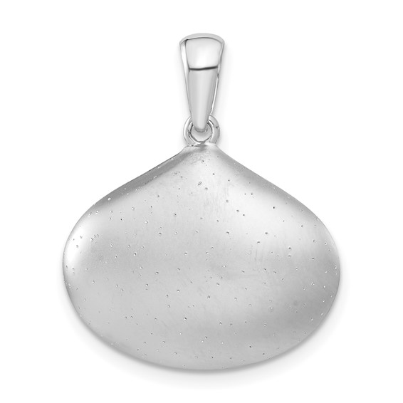 Sterling Silver Sparkle-cut Satin Wide Teardrop Pendant