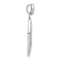 Sterling Silver Polished & Satin CZ Oval Chain Slide Pendant view 2