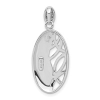 Sterling Silver Polished & Satin CZ Oval Chain Slide Pendant view 4
