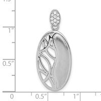 Sterling Silver Polished & Satin CZ Oval Chain Slide Pendant view 3