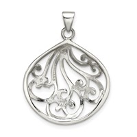 Sterling Silver Polished Swirl Filigree Pendant view 4