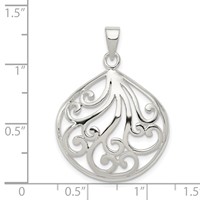Sterling Silver Polished Swirl Filigree Pendant view 3