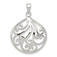 Sterling Silver Polished Swirl Filigree Pendant view 1
