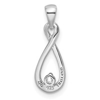 Sterling Silver Rhodium-plated CZ Teardrop Pendant view 4