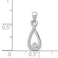 Sterling Silver Rhodium-plated CZ Teardrop Pendant view 3