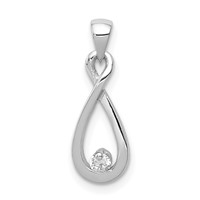 Sterling Silver Rhodium-plated CZ Teardrop Pendant view 1