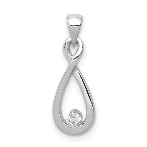 Sterling Silver Rhodium-plated CZ Teardrop Pendant