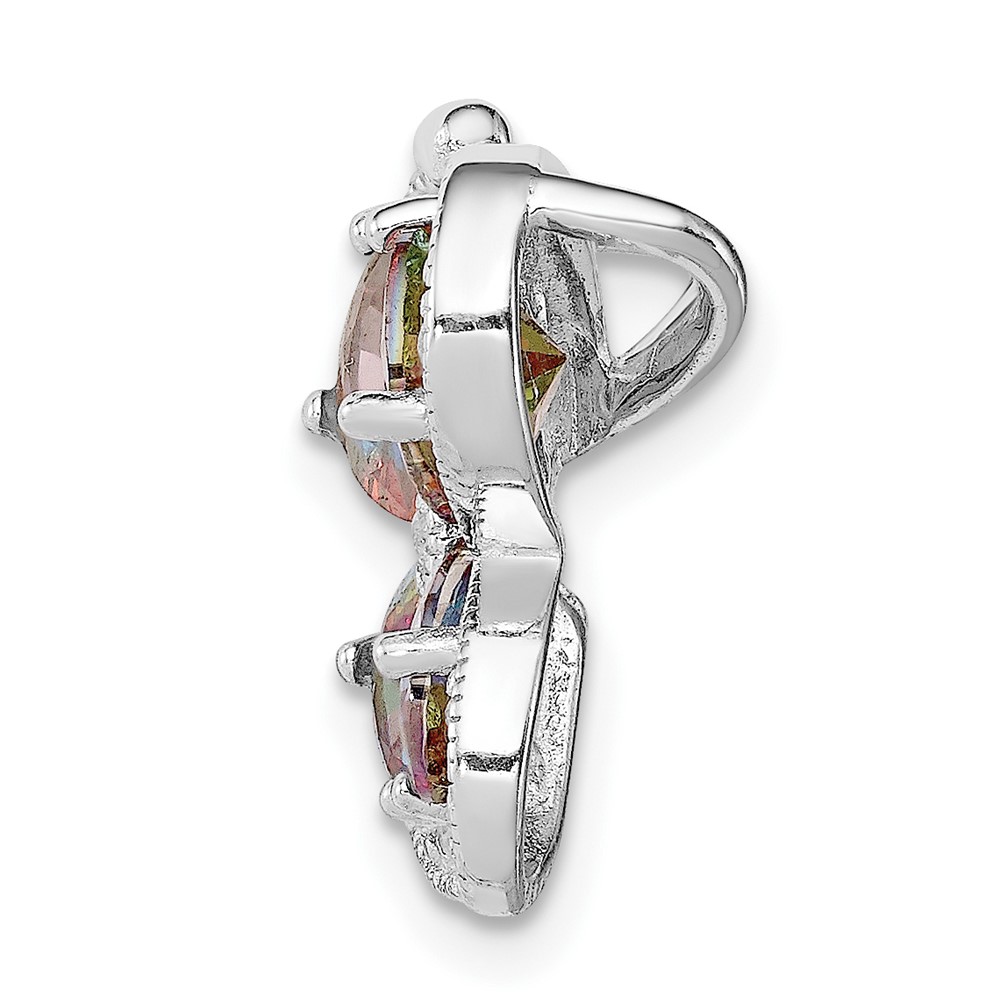 Sterling Silver Rhodium-plated Polished Dark Mystic CZ Butterfly Pendant (QP4346)