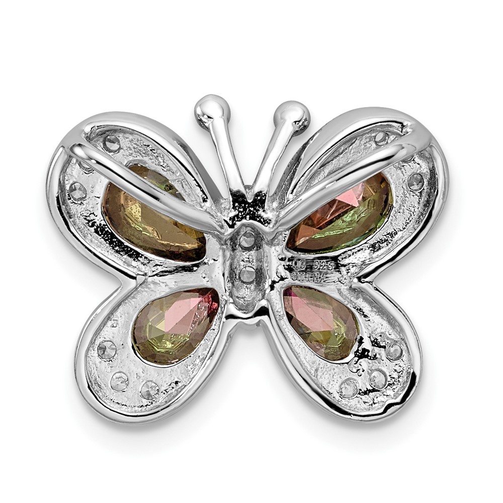 Sterling Silver Rhodium-plated Polished Dark Mystic CZ Butterfly Pendant (QP4346)