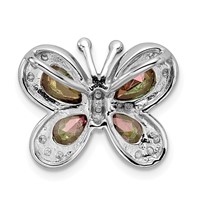 Sterling Silver Rhodium-plated Polished Dark Mystic CZ Butterfly Pendant view 4