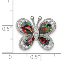Sterling Silver Rhodium-plated Polished Dark Mystic CZ Butterfly Pendant view 3
