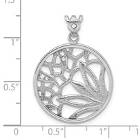 Sterling Silver Rhodium-plated Textured CZ Floral Circle Pendant view 3