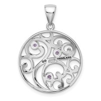 Sterling Silver Rhodium-plated Swirl Design Pendant with Amethyst view 4