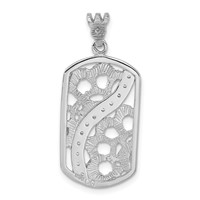 Sterling Silver Rhodium-plated Textured CZ Floral Cut-out Dogtag Pendant view 4
