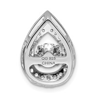 Sterling Silver Platinum-plated Vibrant Moving CZ Teardrop -Fits Up to 4mm Cubetto- Slide Pendant view 4