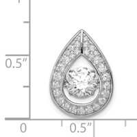 Sterling Silver Platinum-plated Vibrant Moving CZ Teardrop -Fits Up to 4mm Cubetto- Slide Pendant view 3