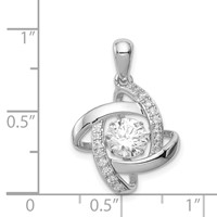 Sterling Silver Platinum-plated Vibrant Moving CZ Pendant view 3