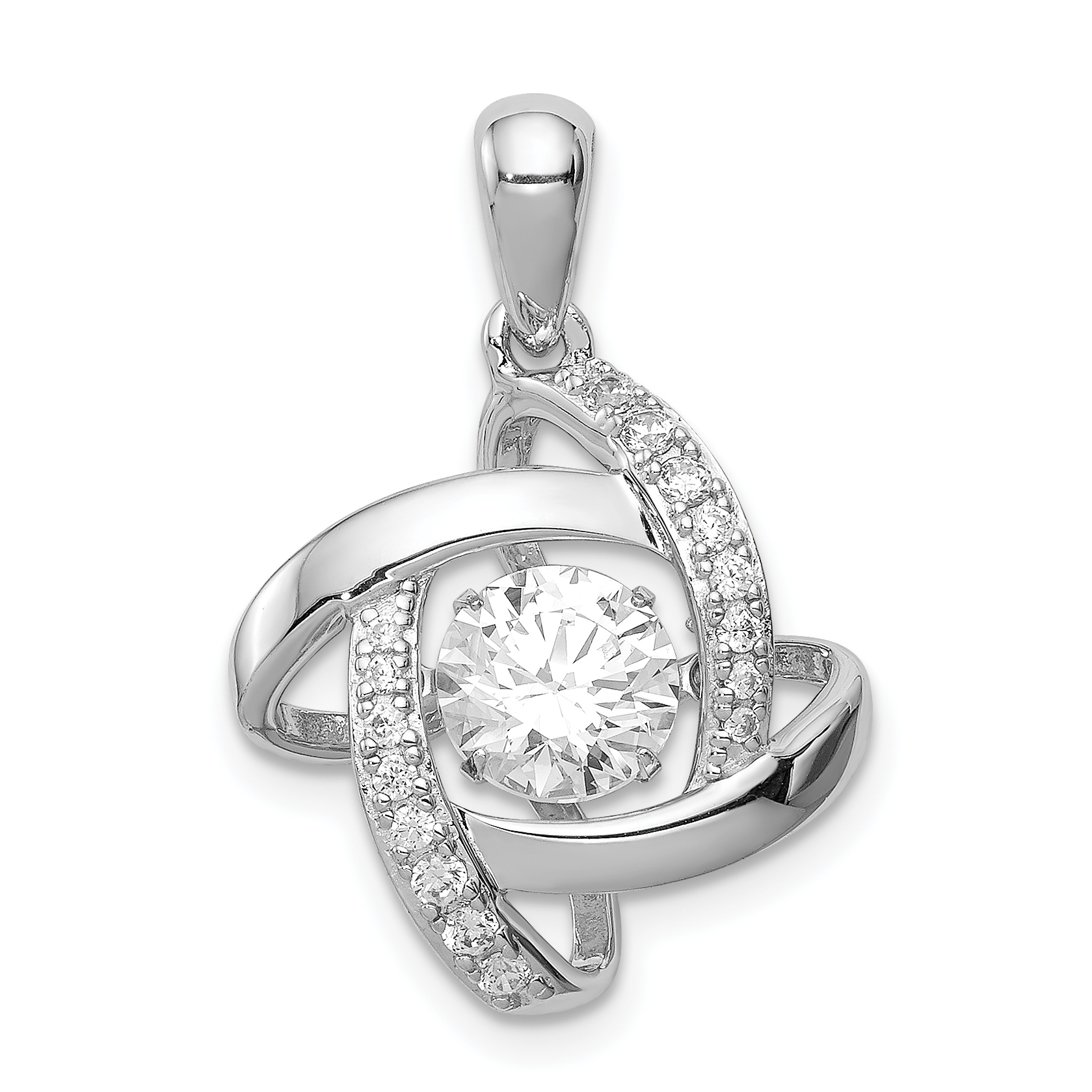 Sterling Silver Platinum-plated Vibrant CZ Pendant (QP4365)