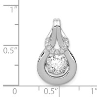 Sterling Silver Platinum-plated Vibrant Moving CZ Knot Pendant view 3