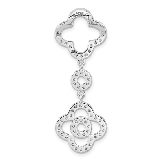 Sterling Silver Polished Fancy CZ Chain Slide