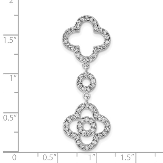 Sterling Silver Polished Fancy CZ Chain Slide