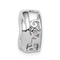 Sterling Silver Platinum-plated Polished Vibrant Moving Pink CZ Circle Chain Slide view 2
