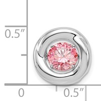 Sterling Silver Platinum-plated Polished Vibrant Moving Pink CZ Circle Chain Slide view 4