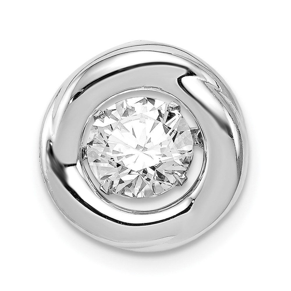 Sterling Silver Platinum-plated Polished Vibrant CZ Circle Pendant (QP4390)