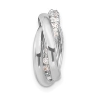Sterling Silver Polished CZ 3 Ring Chain Slide Pendant view 2