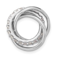 Sterling Silver Polished CZ 3 Ring Chain Slide Pendant view 4