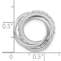 Sterling Silver Polished CZ 3 Ring Chain Slide Pendant view 3