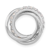 Sterling Silver Polished CZ 3 Ring Chain Slide Pendant view 1