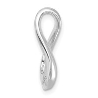 Sterling Silver Polished & Satin CZ Twisted Link Chain Slide Pendant view 2