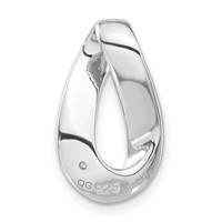 Sterling Silver Polished & Satin CZ Twisted Link Chain Slide Pendant view 4