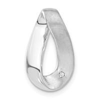 Sterling Silver Polished & Satin CZ Twisted Link Chain Slide Pendant view 1