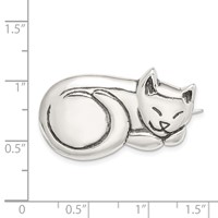 Sterling Silver Antiqued Sleeping Cat Brooch Pin view 3