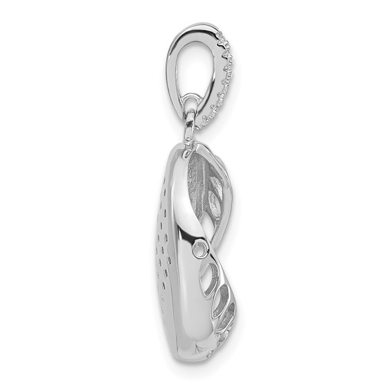 Pure Fire Sterling Silver Polished Fancy CZ Oval Pendant