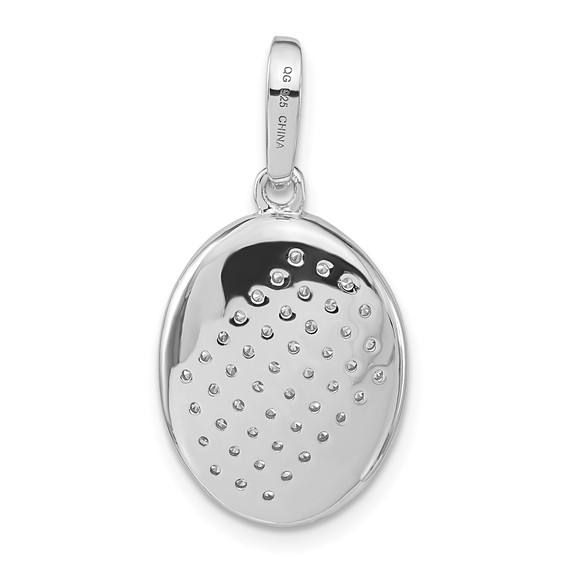 Pure Fire Sterling Silver Polished Fancy CZ Oval Pendant