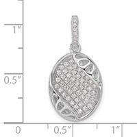 Pure Fire Sterling Silver Polished Fancy CZ Oval Pendant view 3