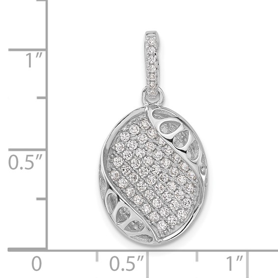 Pure Fire Sterling Silver Polished Fancy CZ Oval Pendant