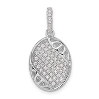 Pure Fire Sterling Silver Polished Fancy CZ Oval Pendant view 1