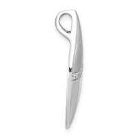 Sterling Silver Polished & Satin CZ Leaf Chain Slide Pendant view 2